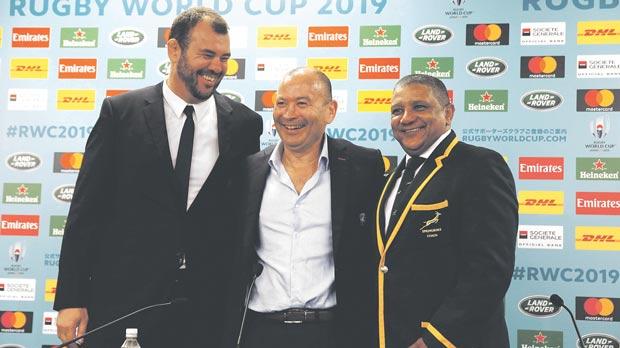 England’s Eddie Jones with Australia coach Michael Cheika and Allister Coetzee of South Africa