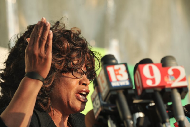 Brown speaks during a public rally to honor the memory of Trayvon Martin in Sanford Florida