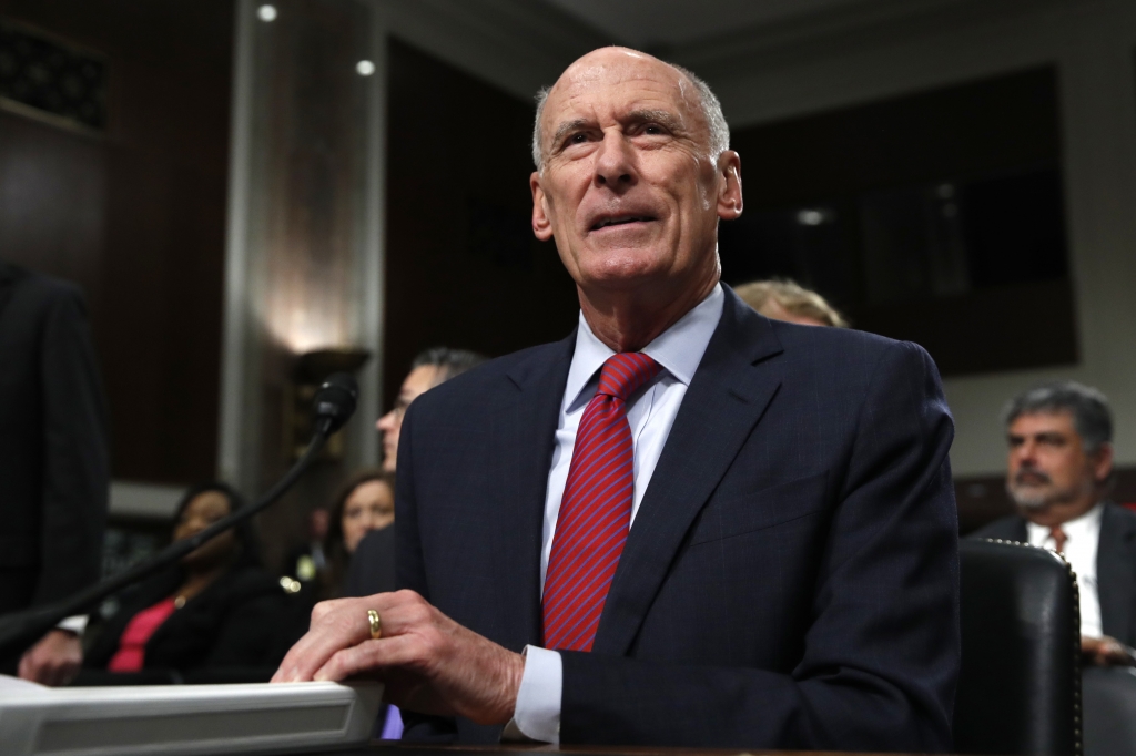 Director of National Intelligence Dan Coats prepares to testify on Capitol Hill in Washington Tuesday