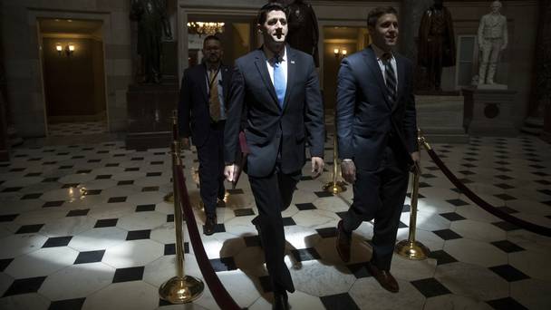 House Speaker Paul Ryan walks to the House Chamber on Capitol Hill in Washington