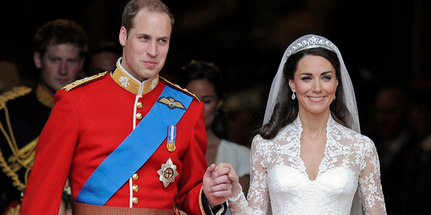 Prince William and Kate Middleton on their wedding day