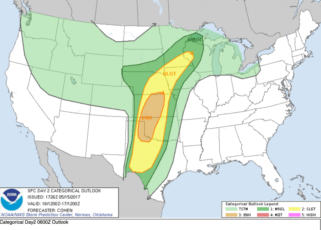 SPC severe weather outlook valid