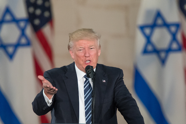 U.S. president Donald Trump delivers his final speech at the Israel Museum in Jerusalem before his departure from Israel