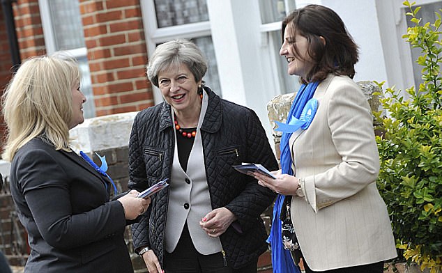 Women at work Theresa May canvassing with activists in Eastbourne East Sussex on Thursday