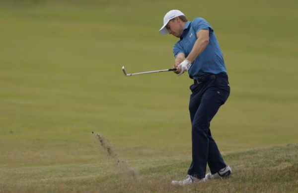 Jordan Spieth of the United States plays