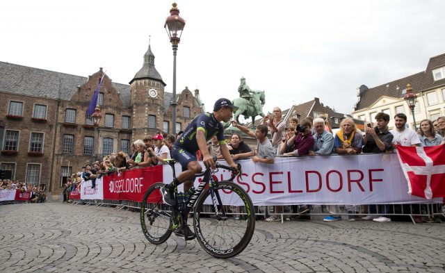 Nairo Quintana rides during the team presentation