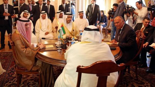 Officials from Saudi Arabia United Arab Emirates Egypt and Bahrain meet in Cairo