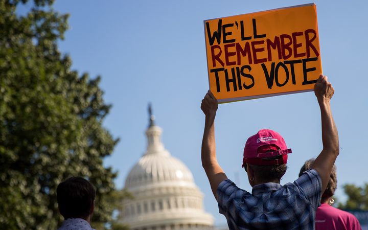 Protesters outside the US Capitol