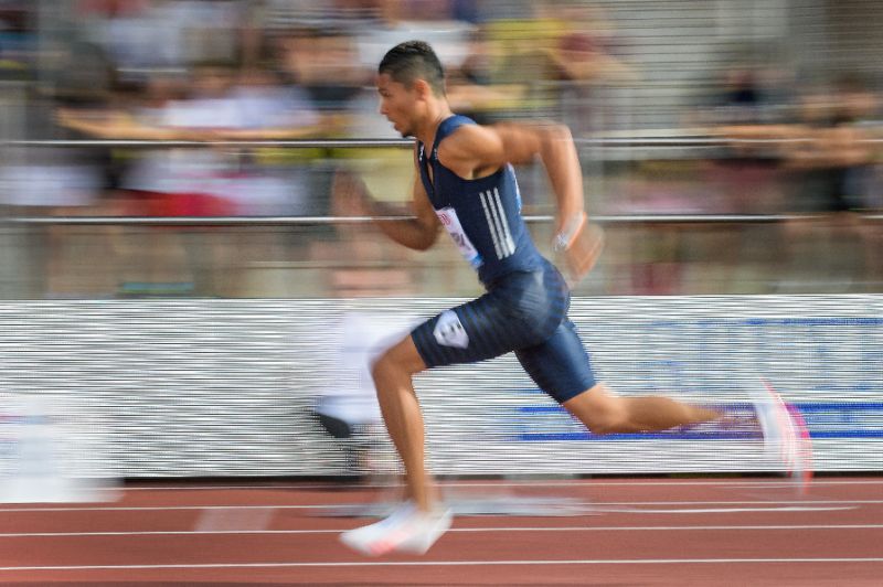 South Africa's Wayde Van Niekerk competes to win the mens 400m event during the Diamond