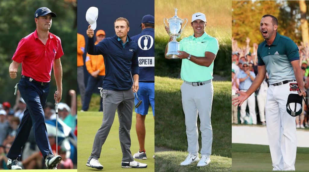 PGA champion Justin Thomas British Open champion Jordan Spieth U.S. Open champion Brooks Koepka Masters champion Sergio Garcia