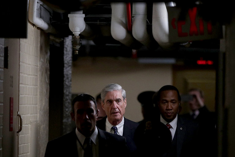 Mueller after a closed meeting with members of the Senate Judiciary Committee in June. Credit Alex Wong