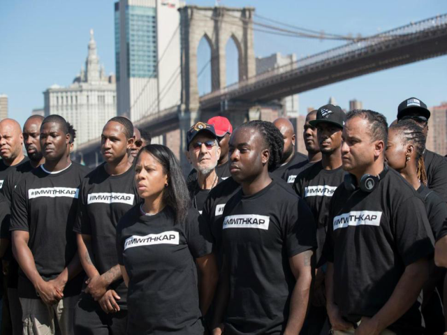 Serpico Others From NYPD Rally in Support of Kaepernick AP