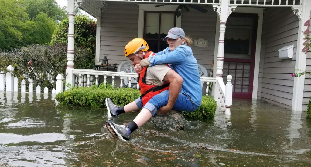 Texas National Guard A solider conducts a rescue operation near Houston in the aftermath of Hurricane Harvey