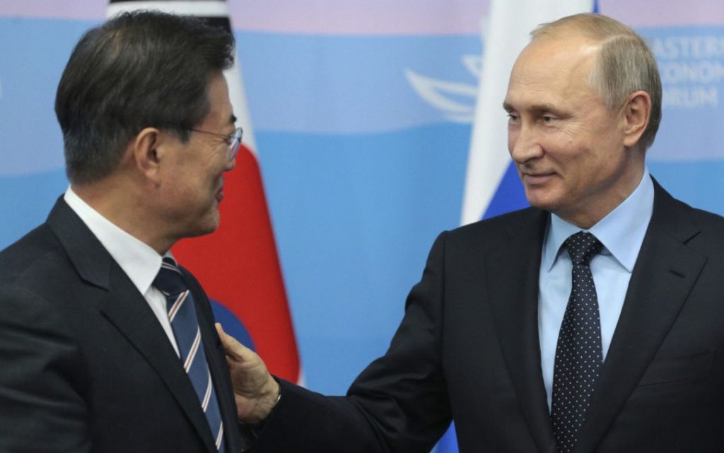 South Korean President Moon Jae-in said he and Russian President Vladimir Putin agreed that reducing regional tension and “quickly solving” the security challenges posed by North Korea’s nuclear and missile program were critical