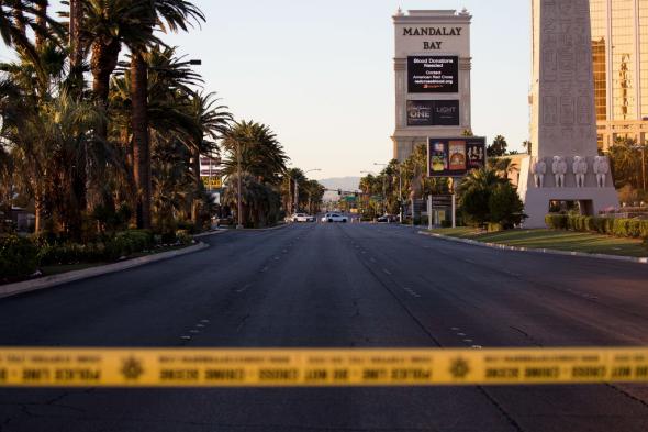 A section of Las Vegas Boulevard—the Strip—that was still closed to traffic on Tuesday. Drew Angerer  Getty Images