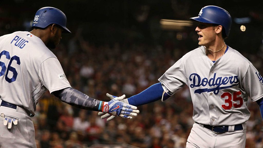 Cody Bellinger right and Yasiel Puig