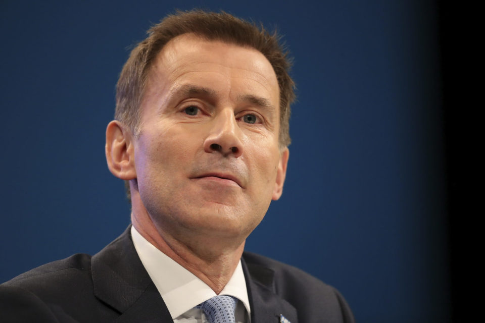 MANCHESTER ENGLAND- OCTOBER 03 Health Secretary Jeremy Hunt delivers his keynote speech on the third day of the Conservative Party annual conference at the Manchester Central Convention Centre in Manchester