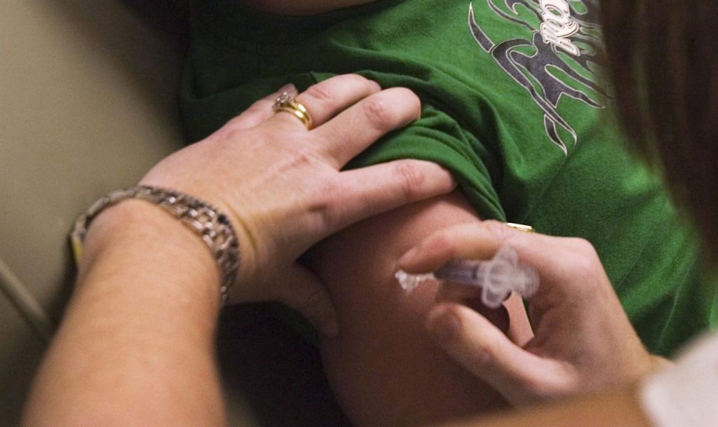 A child receives a seasonal flu shot at a health clinic in Elmsdale N.S. on Oct. 27 2009. THE CANADIAN PRESS  Andrew Vaughan