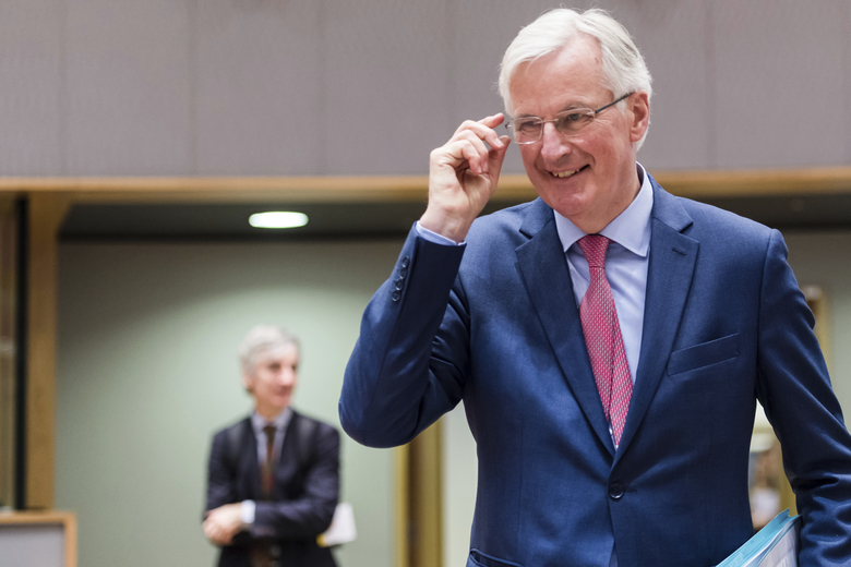 European Union chief Brexit negotiator Michel Barnier arrives for an EU general affairs meeting at the EU Council in Brussels on Monday Jan. 29 2018. European Union government ministers on Monday warned Britain that it cannot expect to have a say in EU