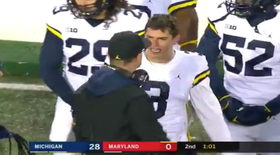 Watch: Michigan Kicker Directs Crotch Grab at South Carolina Sideline