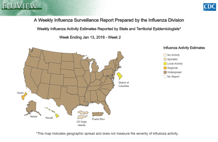 Weekly US Map Influenza Summary Update
Credits Centers for Disease Control and Prevention