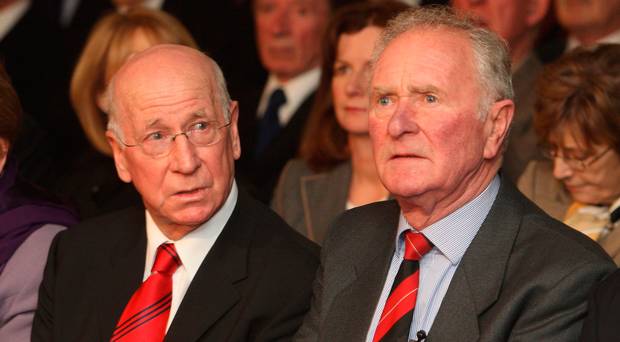 In attendance Munich air disaster survivors Sir Bobby Charlton
and Harry Gregg will pay their respects at Old Trafford