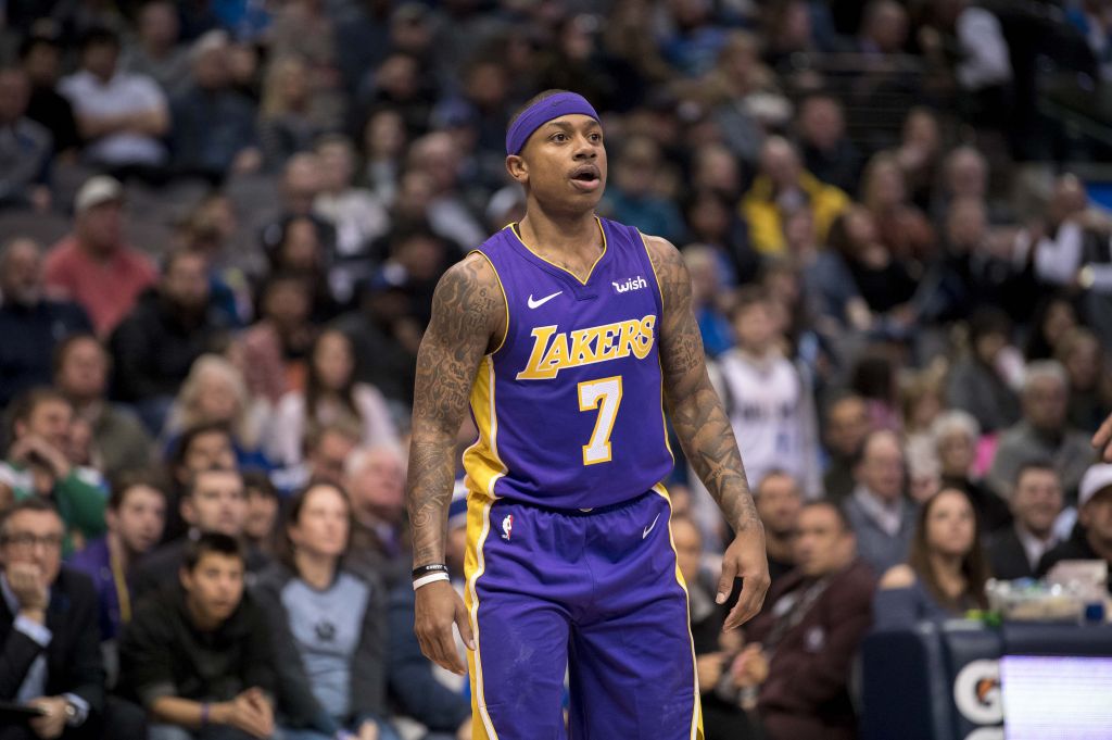 Feb 10 2018 Dallas TX USA Los Angeles Lakers guard Isaiah Thomas plays in his first game as a Laker against the Dallas Mavericks at the American Airlines Center. Mandatory Credit Jerome Miron-USA TODAY Sports