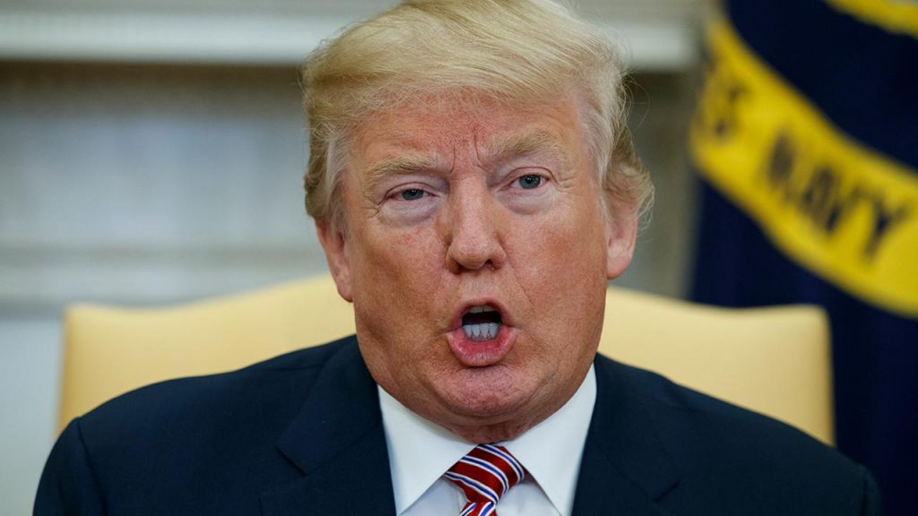 President Trump speaks during a meeting with campaign volunteer Shane Bouvet in the Oval Office of the White House Friday Feb. 9 2018 in Washington