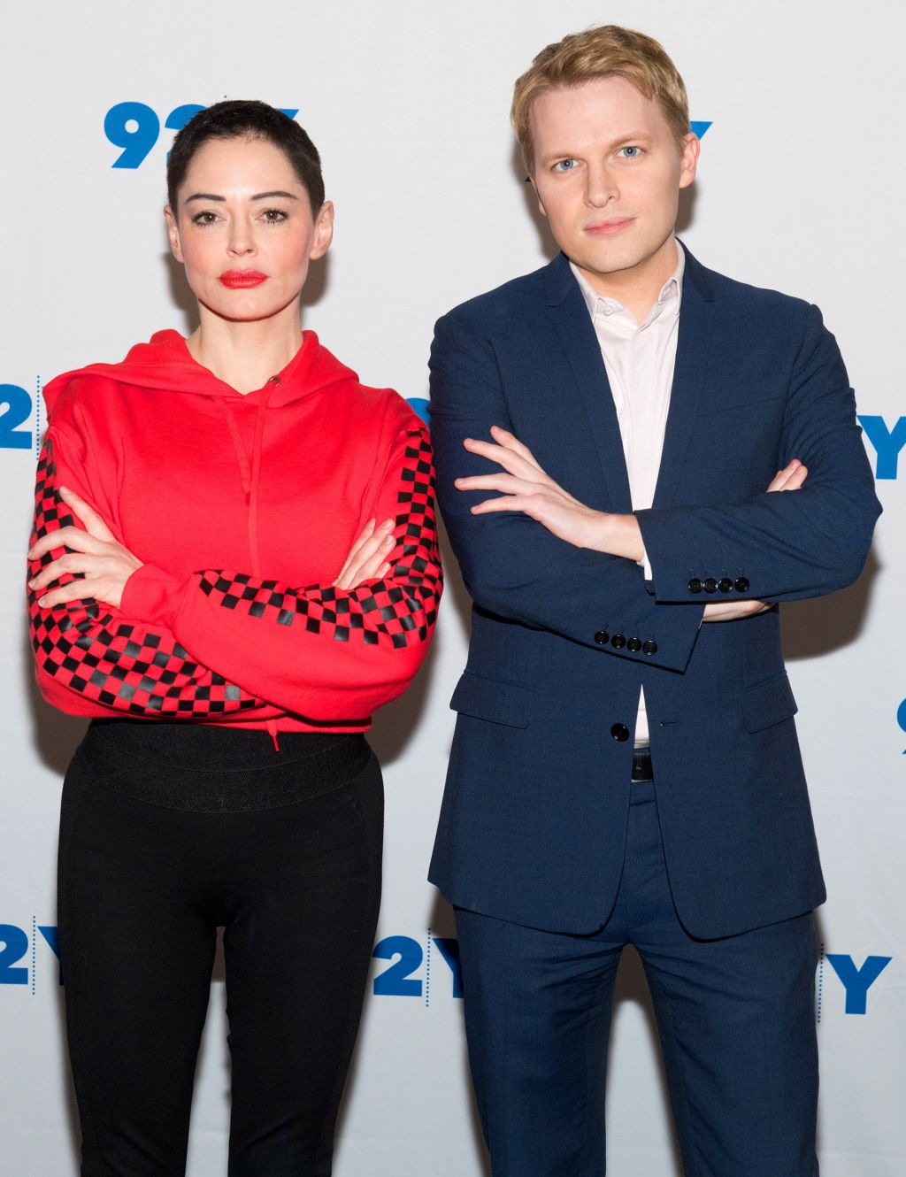 Rose Mc Gowan and Ronan Farrow visit 92Y at Kaufman Concert Hall Noam Galai  Getty Images