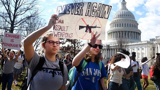 Hundreds of high school and middle school students from the District of Columbia Maryland and Virginia staged walkouts and gather in front of the Capitol in support of gun control in the wake of the Florida shooting