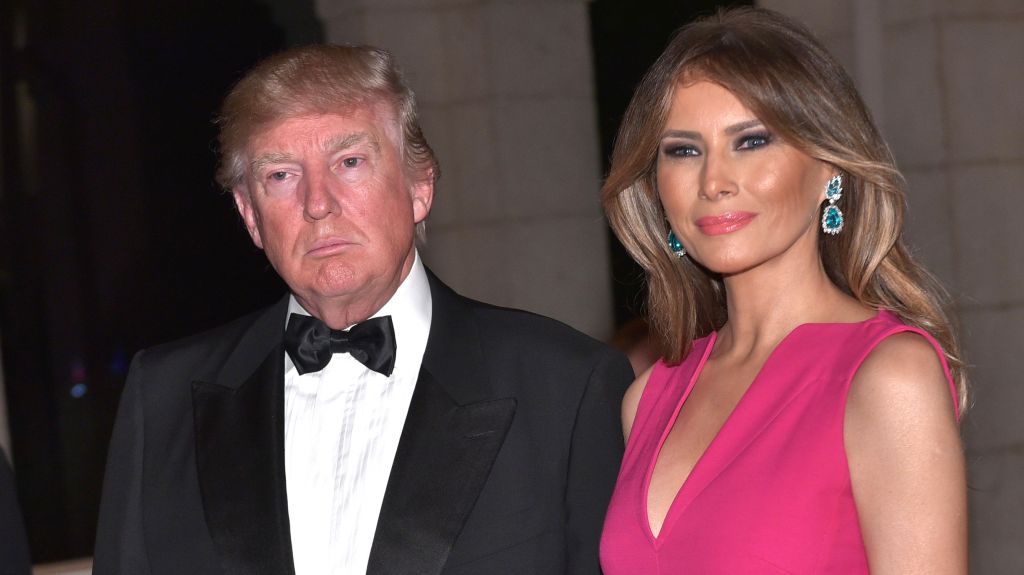 Trump with his wife Melania in the past he has boasted of stretching the truth