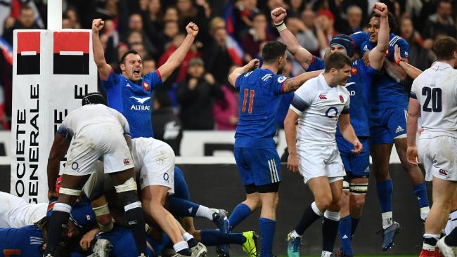 France players celebrate defeat of England