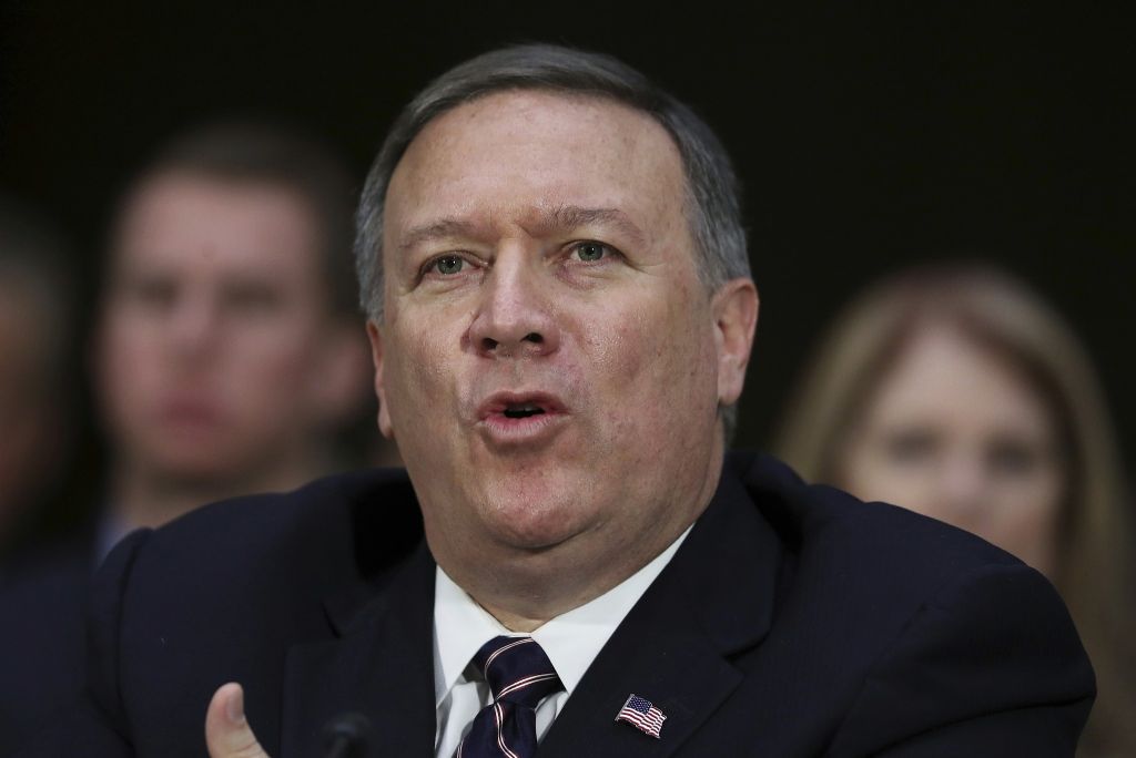 The new Secretary of State Michael Pompeo seen testifying on Capital Hill while still CIA Director Washington