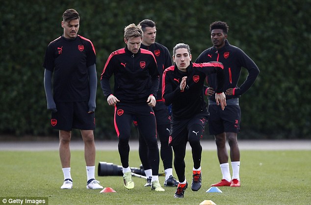 Nacho Monreal Shkodran Mustafi and Hector Bellerin trained with Arsenal on Wednesday