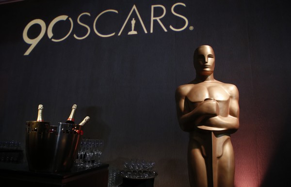 An Oscar statue appears in the ballroom during the Academy Awards Nominees Luncheon at The Beverly Hilton Hotel on Monday Feb. 5 2018 in Beverly Hills Calif