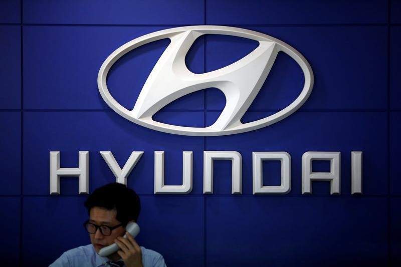 The logo of Hyundai Motor is seen at its dealership in Seoul South Korea