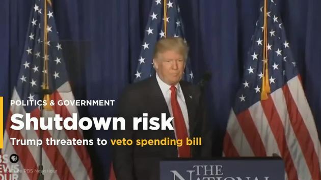 Trump threatens to veto spending bill raising government shutdown risk