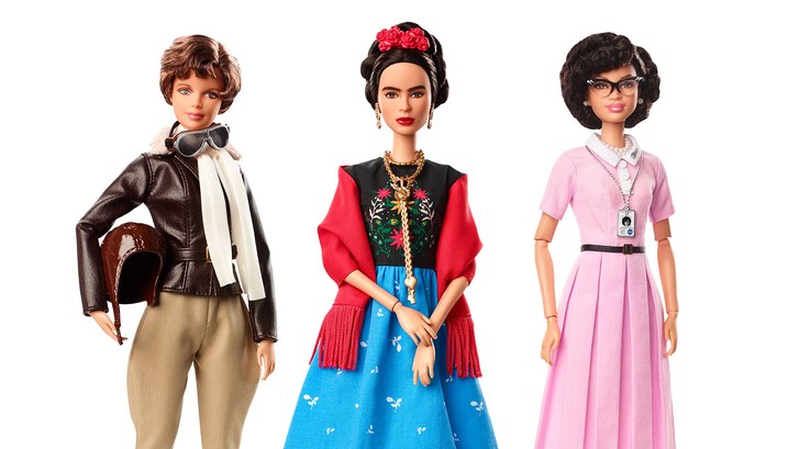 Barbie versions of Amelia Earhart Frida Kahlo and Katherine Johnson