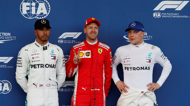 Sebastian Vettel Lewis Hamilton and Valtteri Bottas