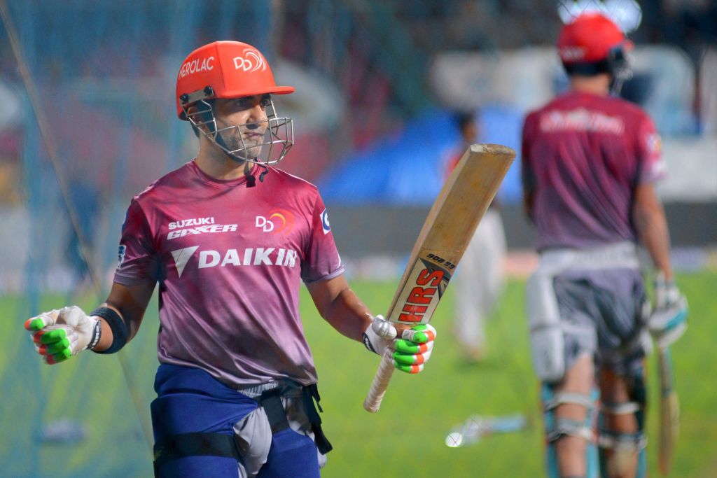 Delhi Daredevils captain Gautam Gambhir during practice on Friday