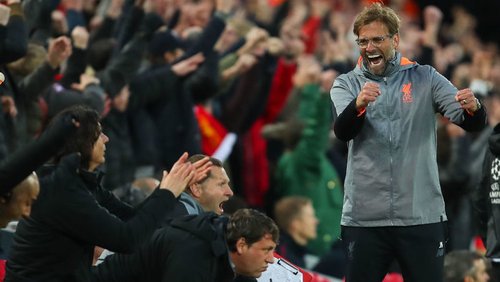 Jurgen Klopp celebrates Liverpool's first goal