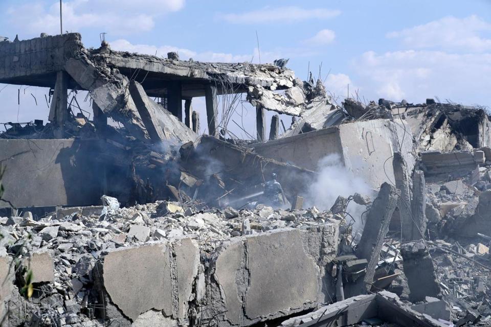 EPA-EFE  REX  Shutterstock The Scientific Research Center building that was hit by the strikes that were launched on 14 April 2018 by the United States Britain and France in Barzeh neighborhood in Damasc