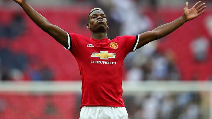 Paul Pogba celebrates Manchester United's win at Wembley            
    
              
     
     
           Sh