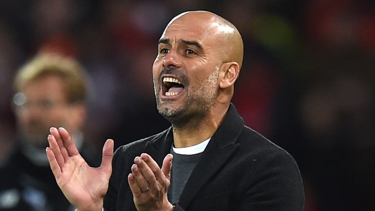 Pep Guardiola saw his Man City side beaten 3-0 at Anfield