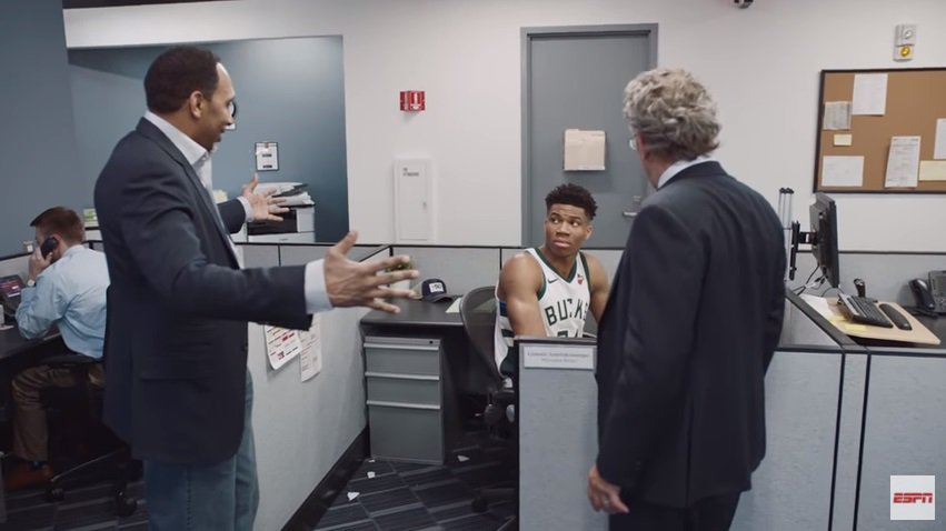 Sport 
	Basketball		WATCH Giannis Antetokounmpo sets the record straight in ESPN ad		
	'Nobody actually does that in Greece