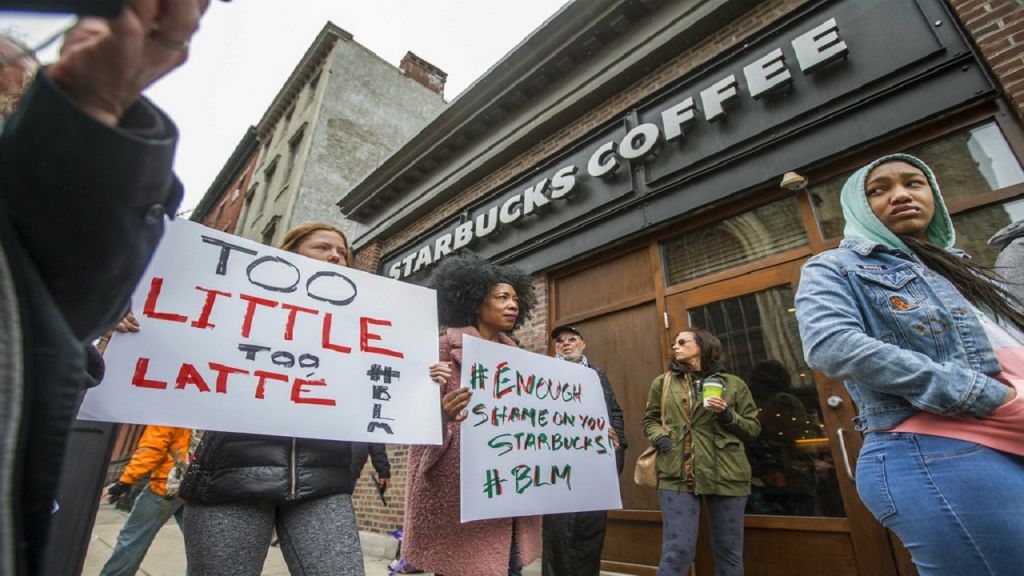 Two dozen protesters took over the Starbucks location where the arrests happened