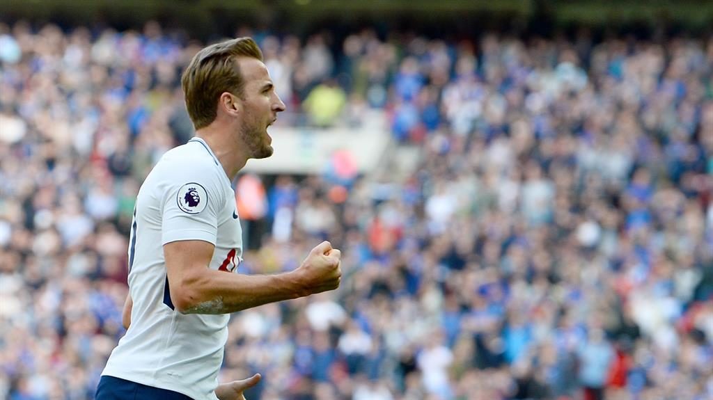 Goal kings Kane
celebrates against
Leicester but it
was Salah
who picked up the
Golden Boot