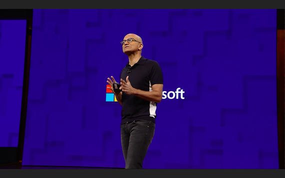 Microsoft CEO Satya Nadella on stage at last year's Build conference