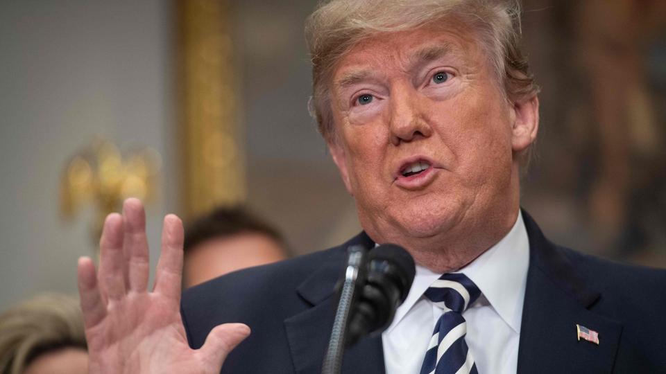 US President Donald Trump speaks at the White House in Washington DC