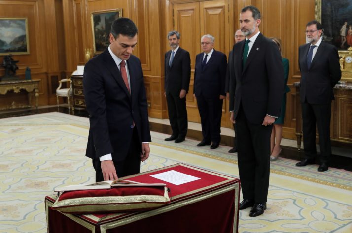 New Spanish Prime Minister Pedro Sánchez left